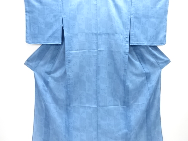 未使用品　駒絽変わり市松に草葉模様小紋着物